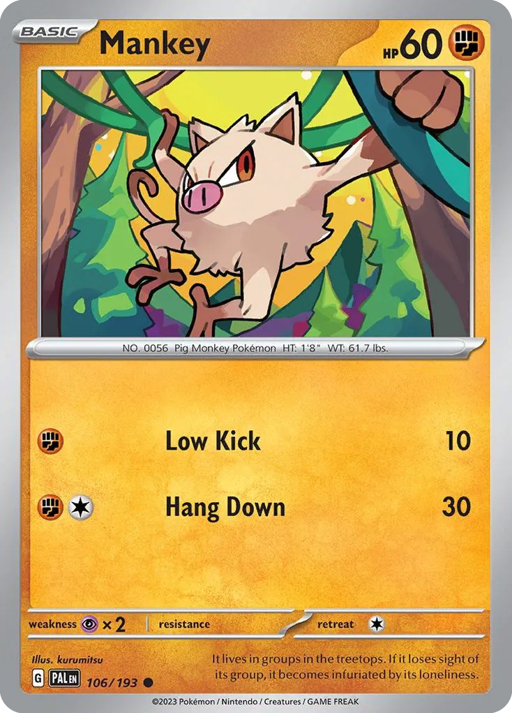 Mankey #106, Paldea Evolved Reverse Holo