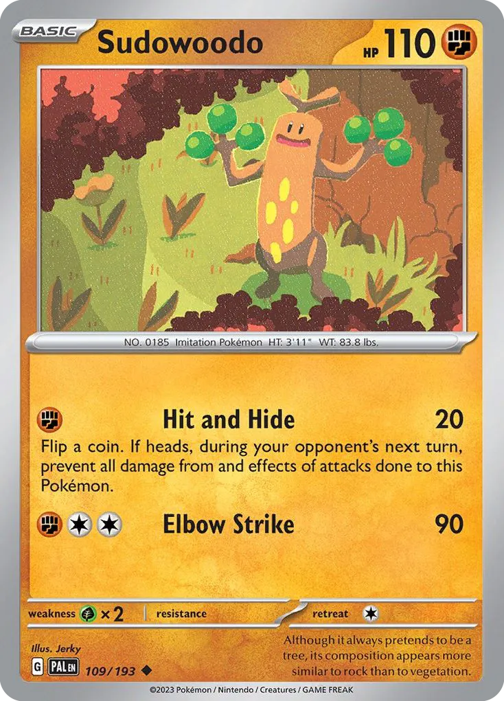 Sudowoodo #109, Paldea Evolved Reverse Holo