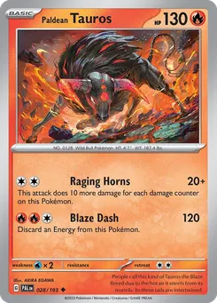 Paldean Tauros #28, Reverse Holo