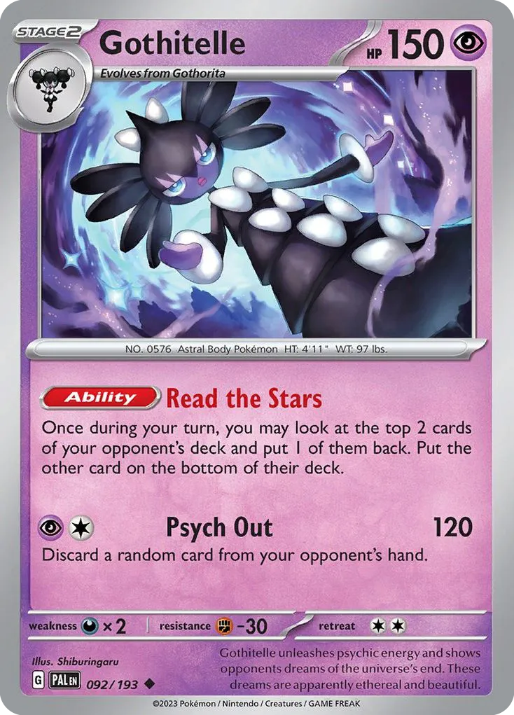 Gothitelle #92, Paldea Evolved Reverse Holo