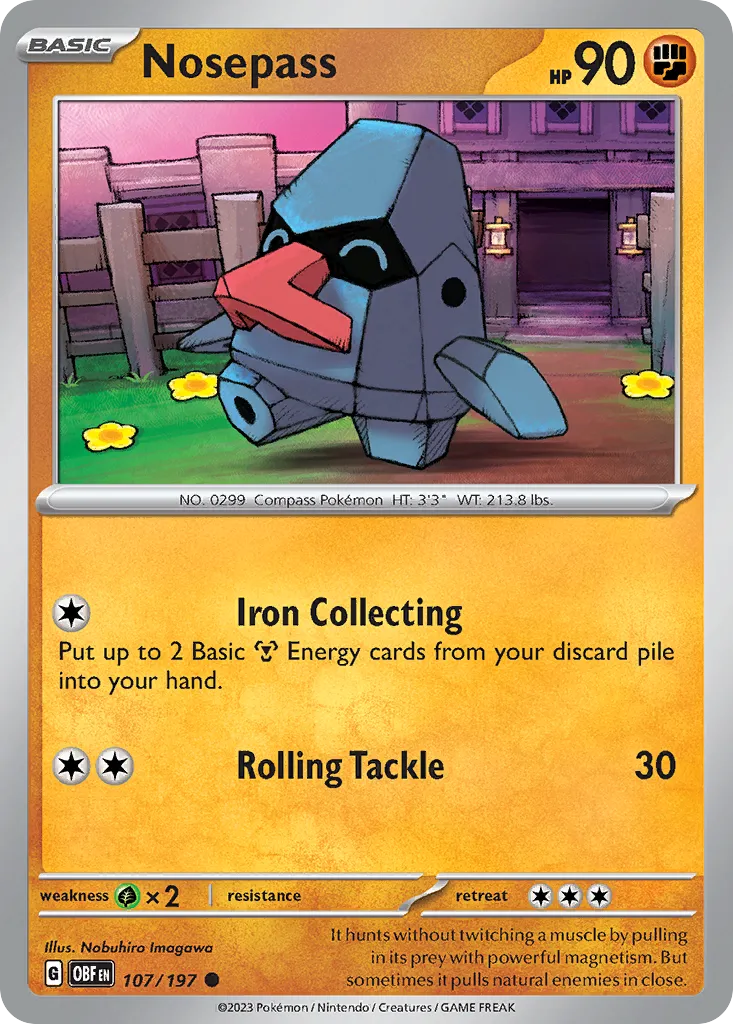 Nosepass #107, Obsidian Flames Reverse Holo