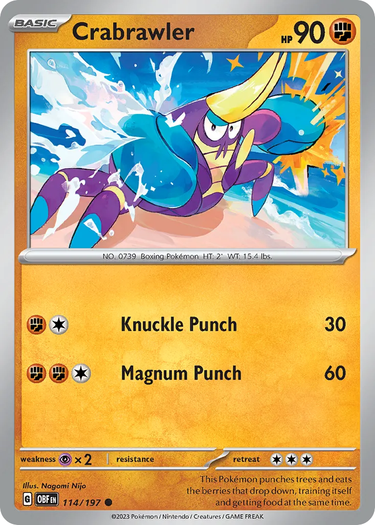 Crabrawler #114, Obsidian Flames Reverse Holo