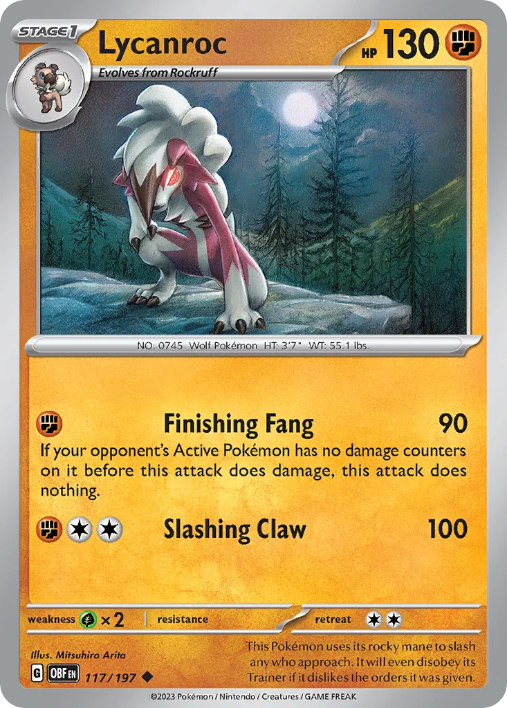 Lycanroc #117, Obsidian Flames Reverse Holo
