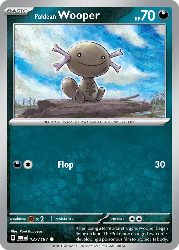 Paldean Wooper #127, Obsidian Flames