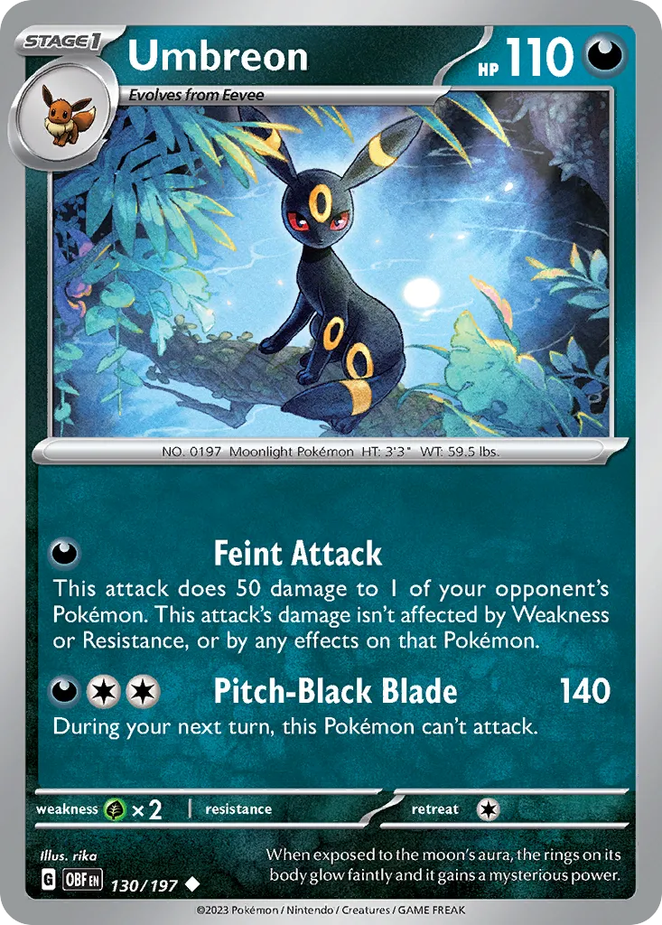 Umbreon #130, Obsidian Flames Europe Exclusive