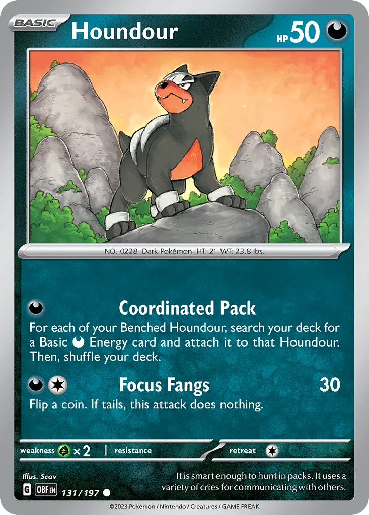 Houndour #131, Obsidian Flames Reverse Holo