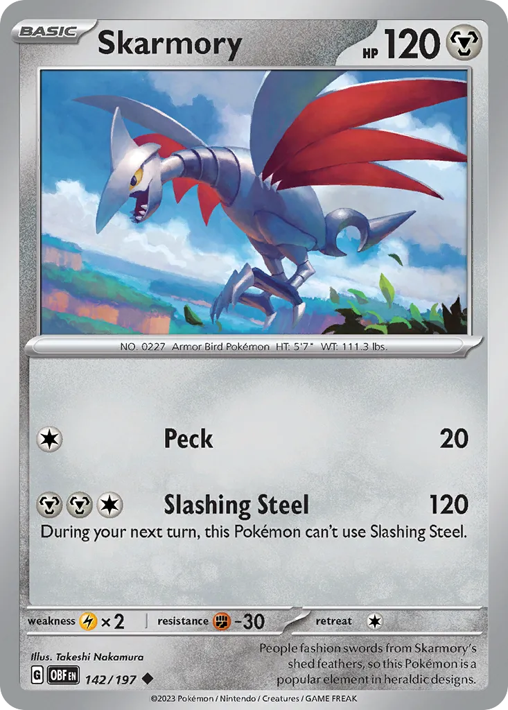 Skarmory #142, Obsidian Flames Reverse Holo