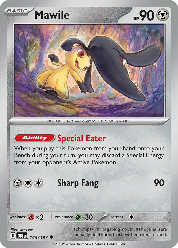 Mawile #143, Obsidian Flames Reverse Holo