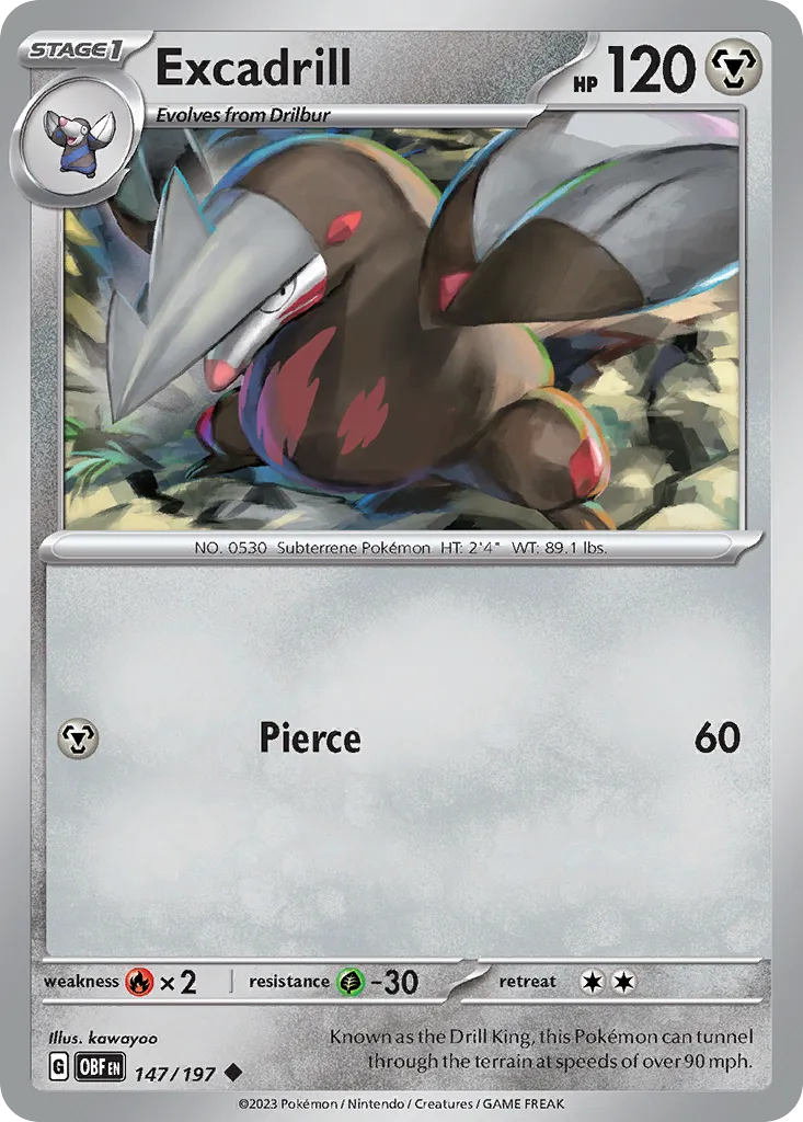 Excadrill #147, Obsidian Flames Reverse Holo
