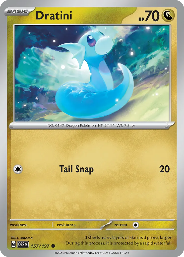 Dratini #157, Obsidian Flames Reverse Holo