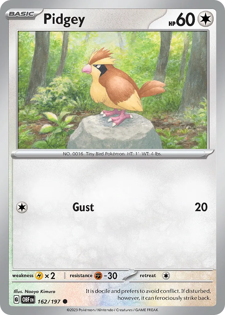 Pidgey #162, Obsidian Flames Reverse Holo