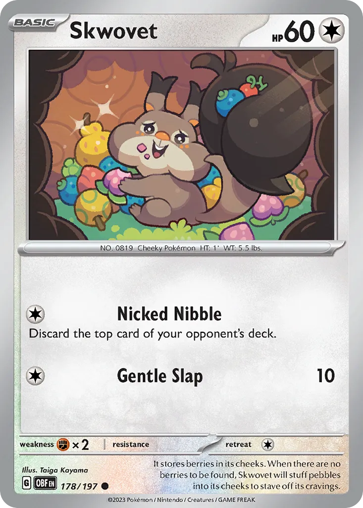 Skwovet #178, Obsidian Flames Reverse Holo