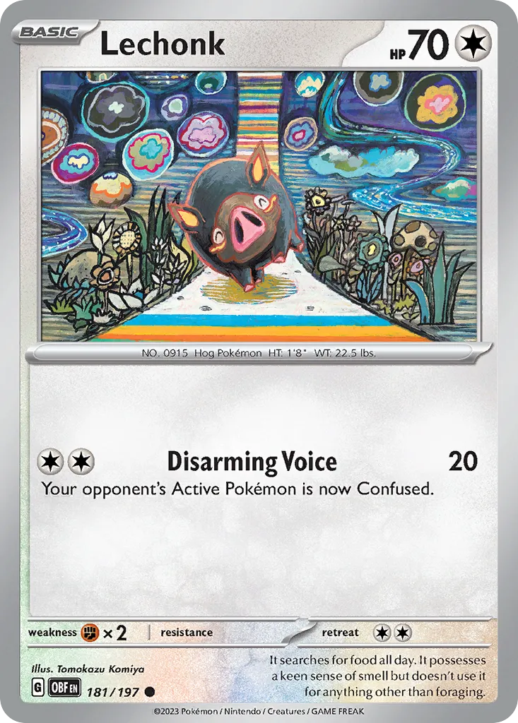 Lechonk #181, Obsidian Flames Reverse Holo