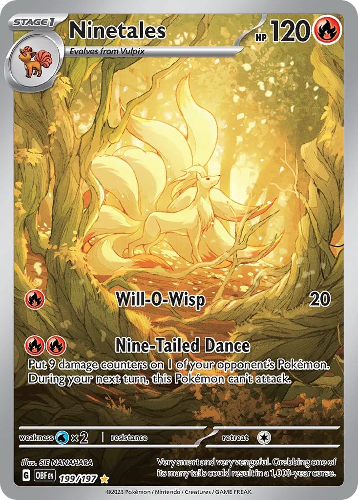 Ninetales #199, Obsidian Flames Illustration Rare