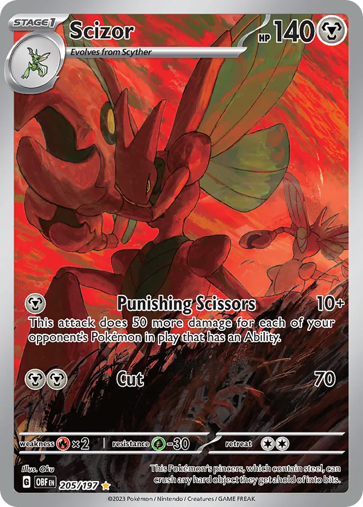Scizor #205, Obsidian Flames Illustration Rare