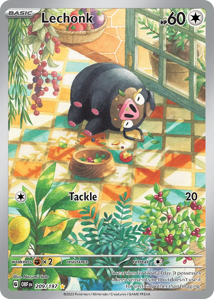 Lechonk #209, Obsidian Flames Illustration Rare
