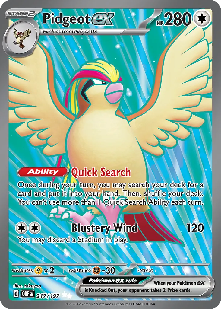 Pidgeot ex #217, Obsidian Flames Ultra Rare