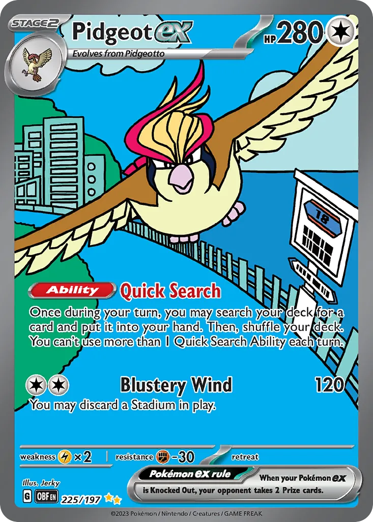 Pidgeot ex #225, Obsidian Flames Special Illustration Rare