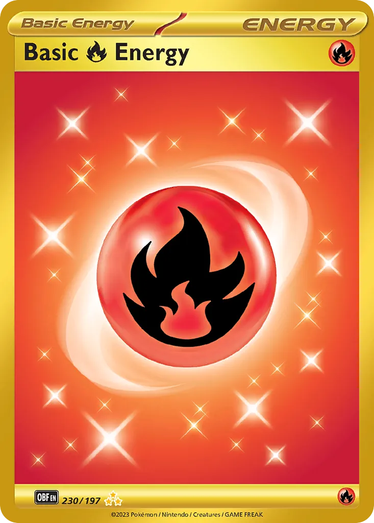 Basic Fire Energy #230, Obsidian Flames Hyper Rare