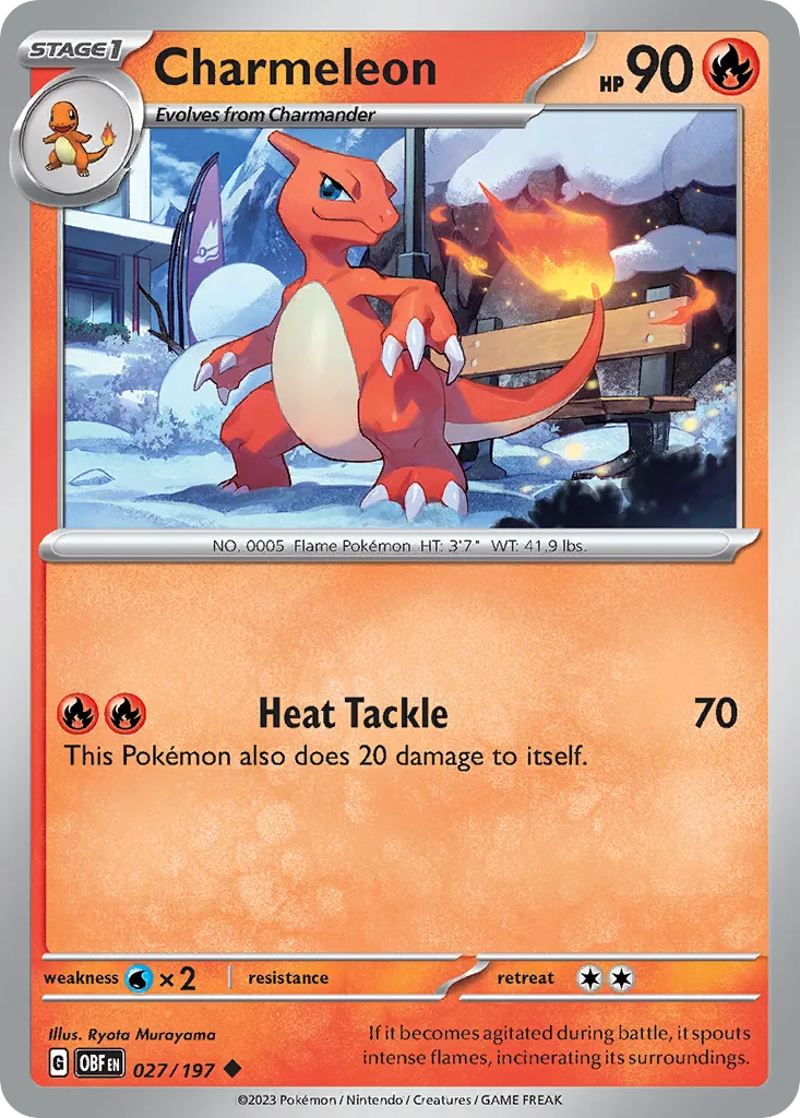 Charmeleon #27, Obsidian Flames Reverse Holo