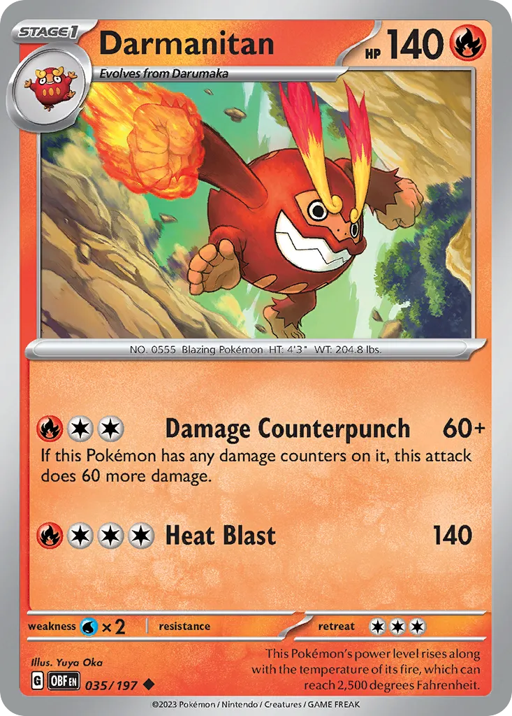 Darmanitan #35, Obsidian Flames Reverse Holo