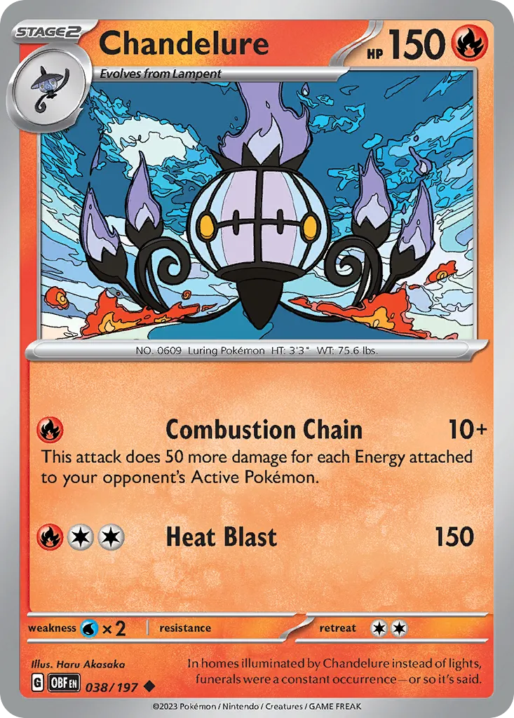 Chandelure #38, Obsidian Flames Reverse Holo