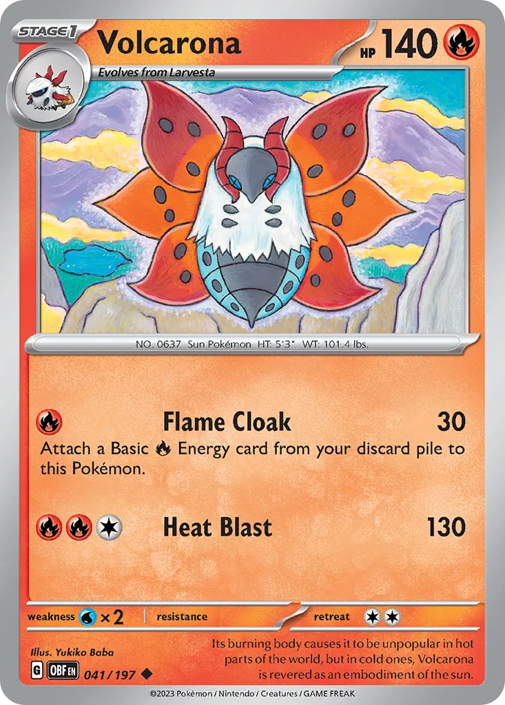 Volcarona #41, Obsidian Flames Reverse Holo