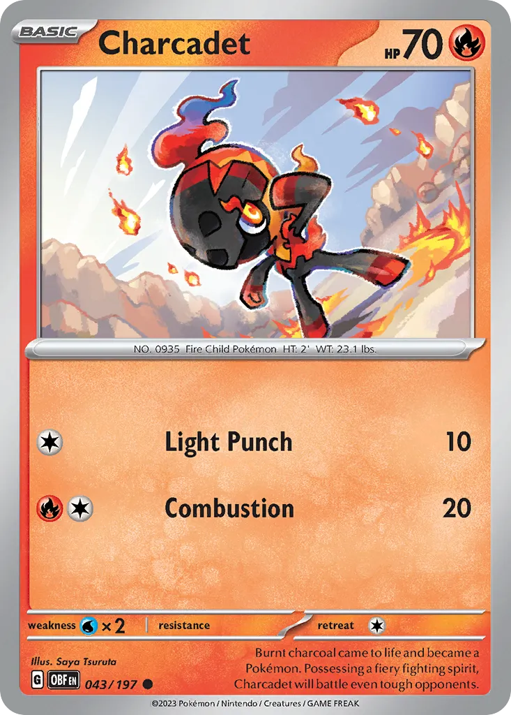 Charcadet #43, Obsidian Flames Reverse Holo