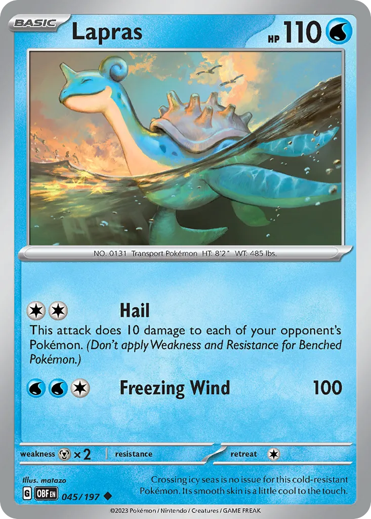 Lapras #45, Obsidian Flames Reverse Holo