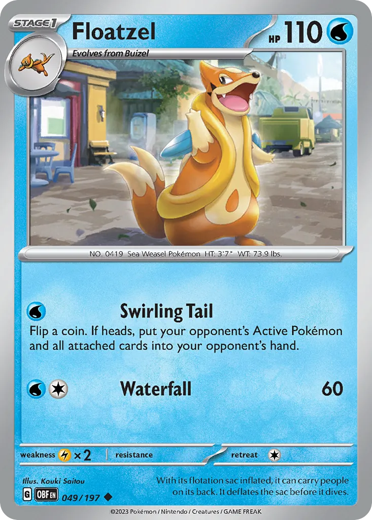 Floatzel #49, Obsidian Flames Reverse Holo