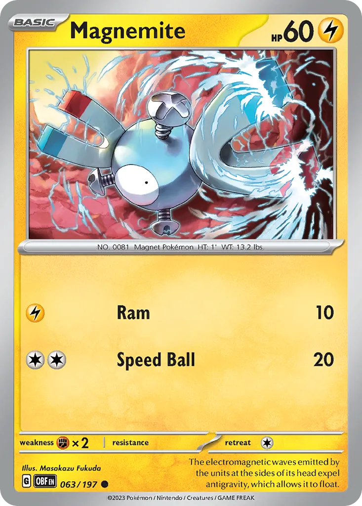 Magnemite #63, Obsidian Flames Reverse Holo