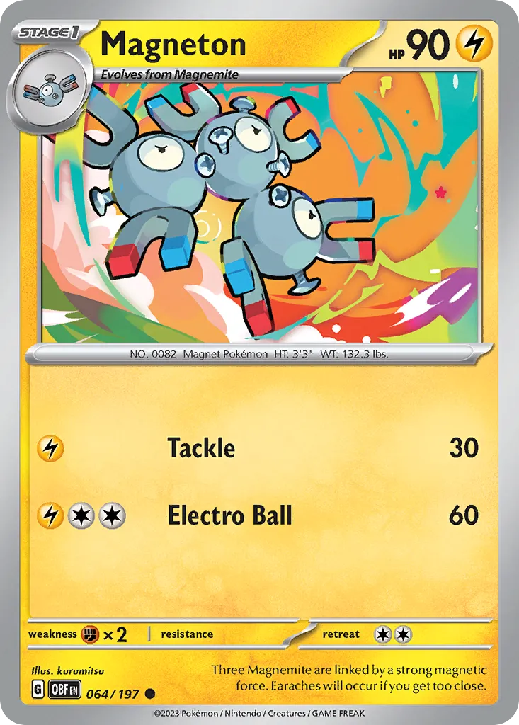 Magneton #64, Obsidian Flames Reverse Holo