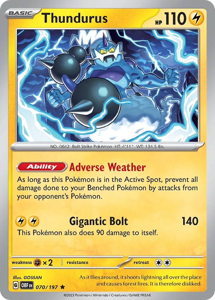 Thundurus #70, Obsidian Flames Inverted Back