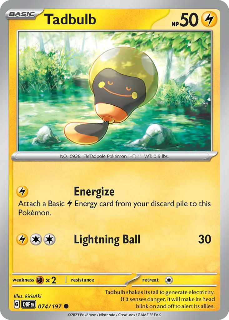 Tadbulb #74, Obsidian Flames Reverse Holo