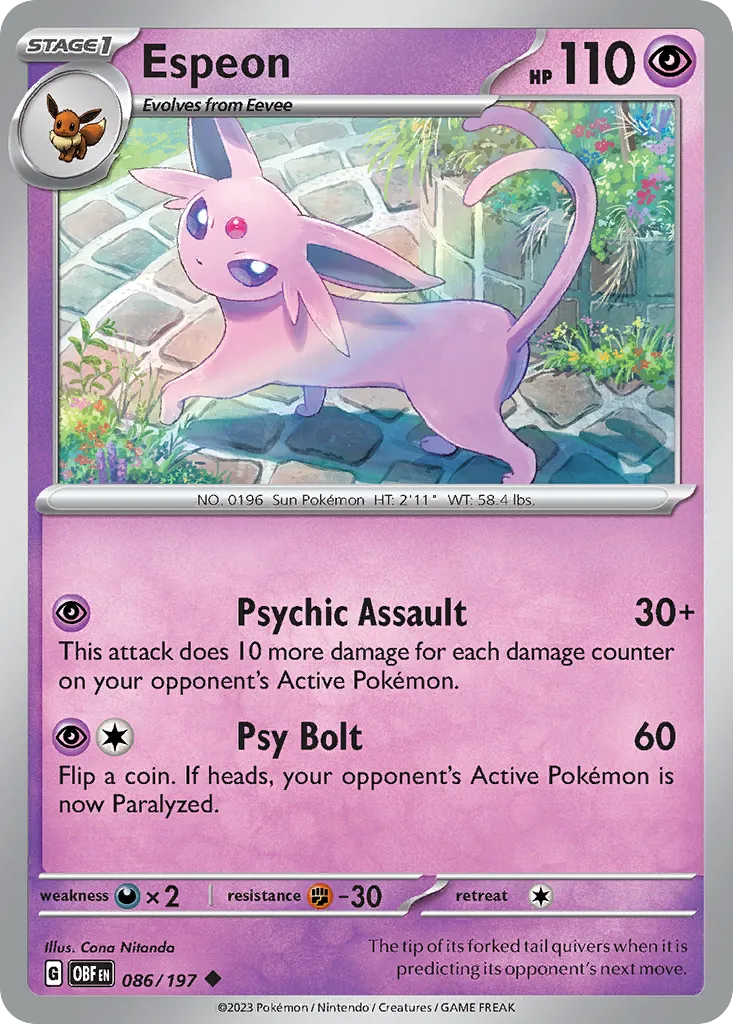 Espeon #86, Obsidian Flames Best Buy Exclusive