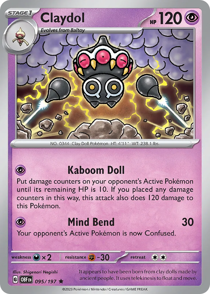 Claydol #95, Obsidian Flames