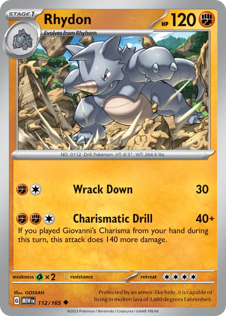 Rhydon #112, 151 Reverse Holo