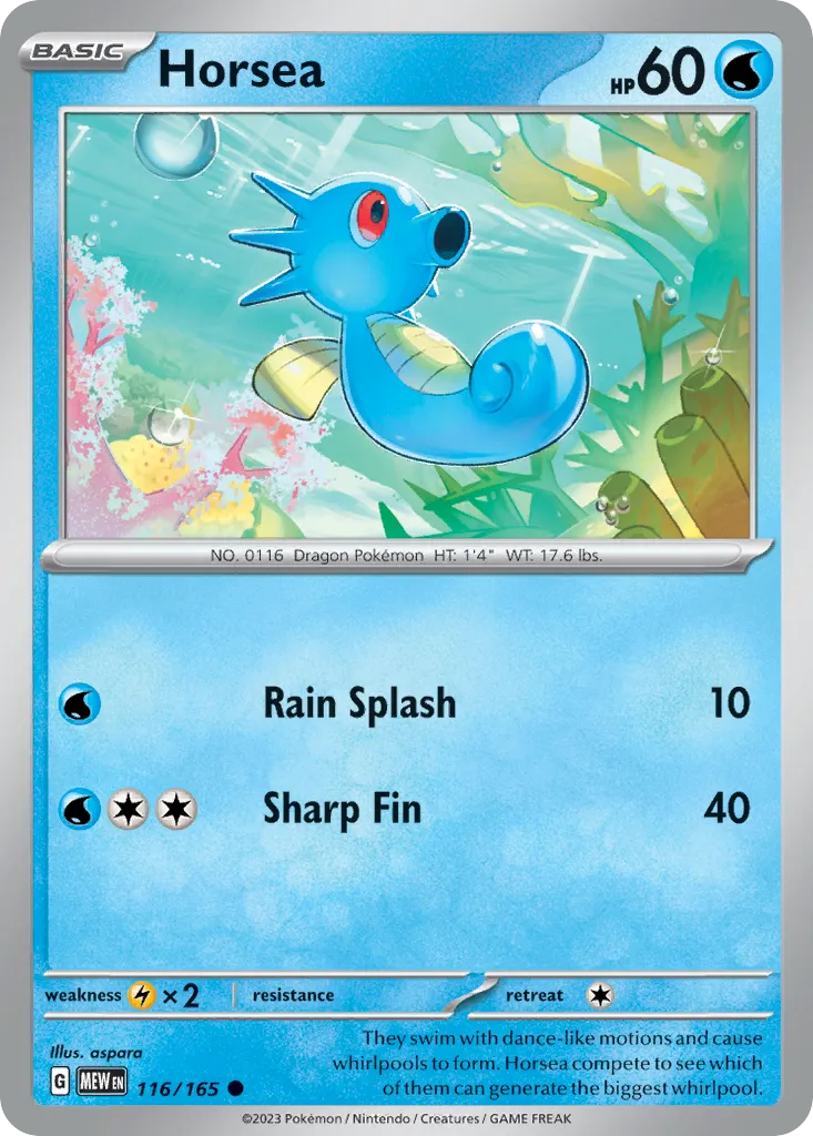 Horsea #116, 151 Reverse Holo