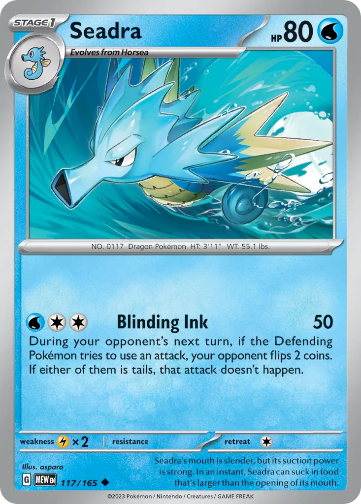 Seadra #117, 151 Reverse Holo