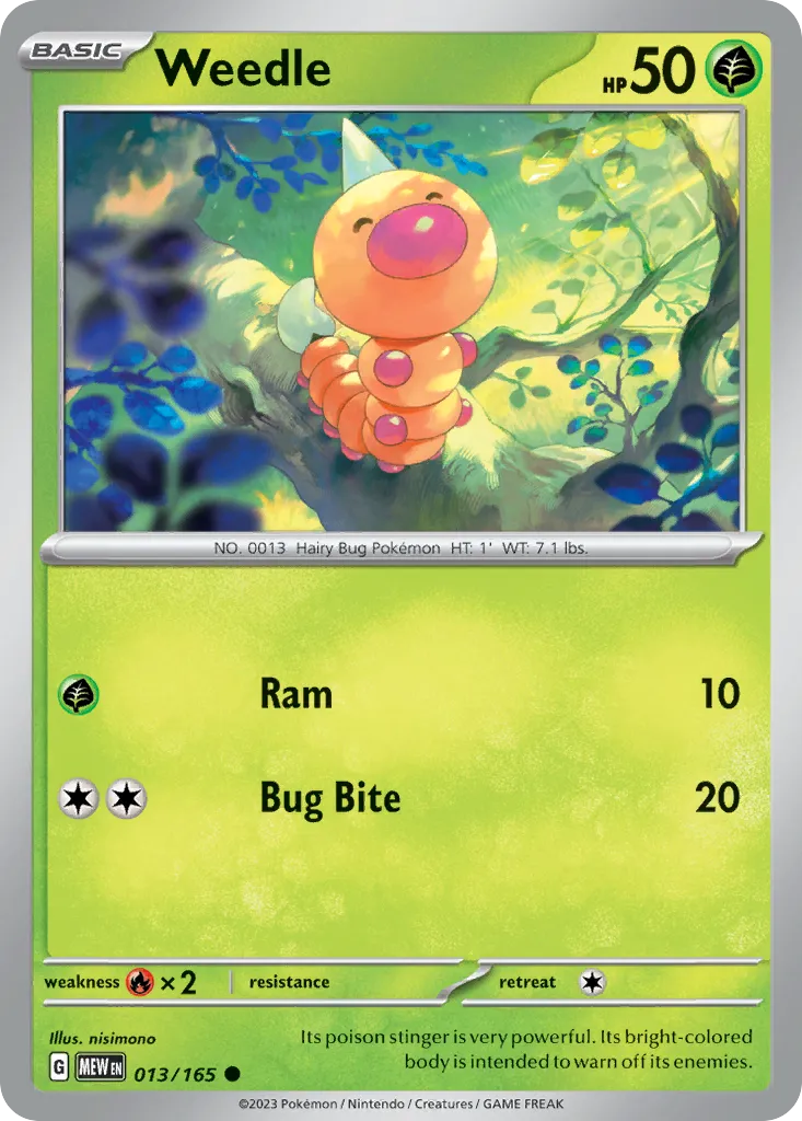 Weedle #13, 151 Reverse Holo