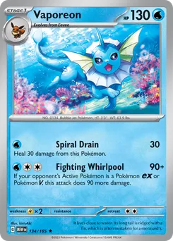 Vaporeon #134, Reverse Holo