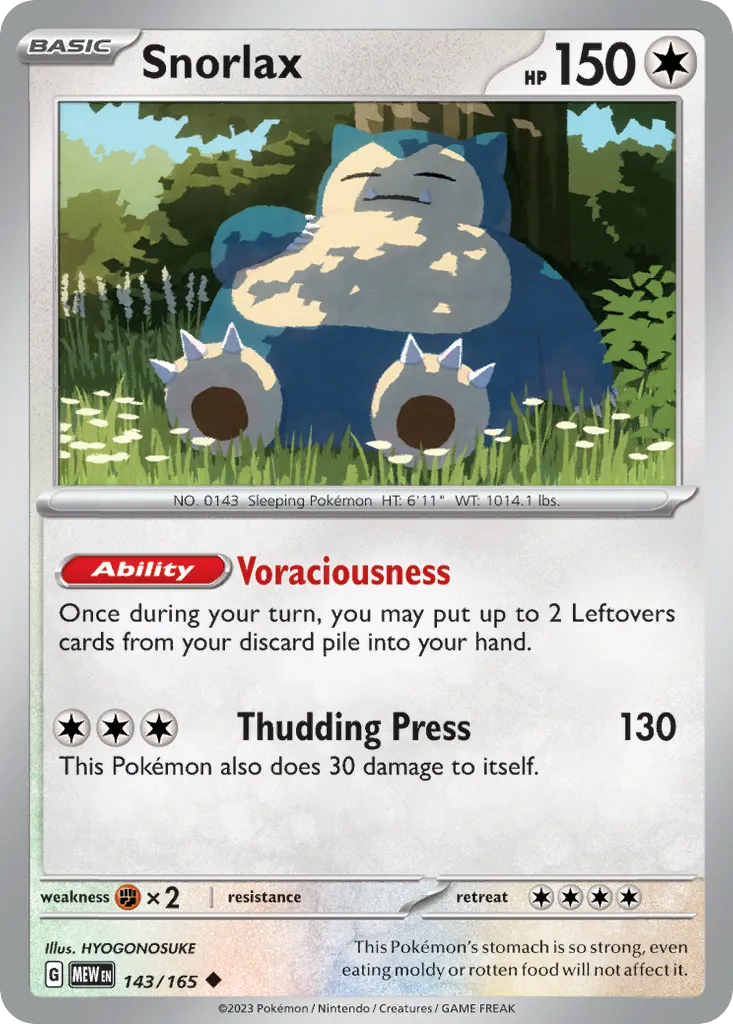 Snorlax #143, 151 Reverse Holo