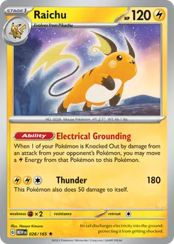 Raichu #26, Reverse Holo
