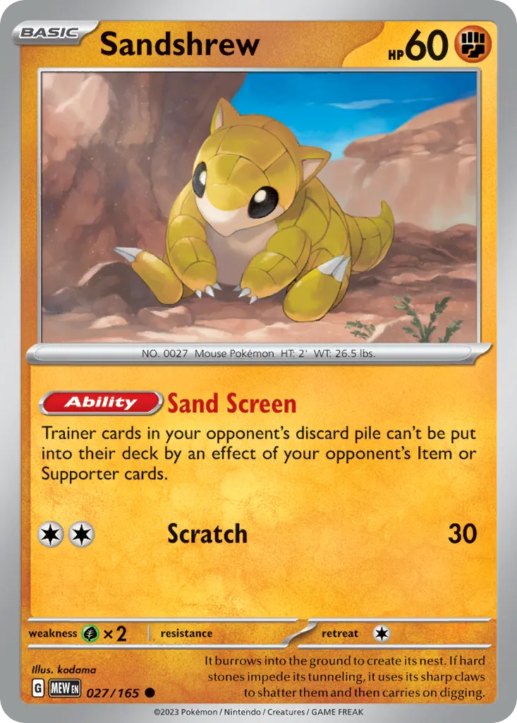 Sandshrew #27, 151 Reverse Holo