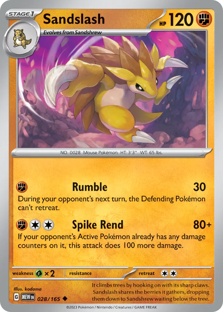 Sandslash #28, 151 Reverse Holo