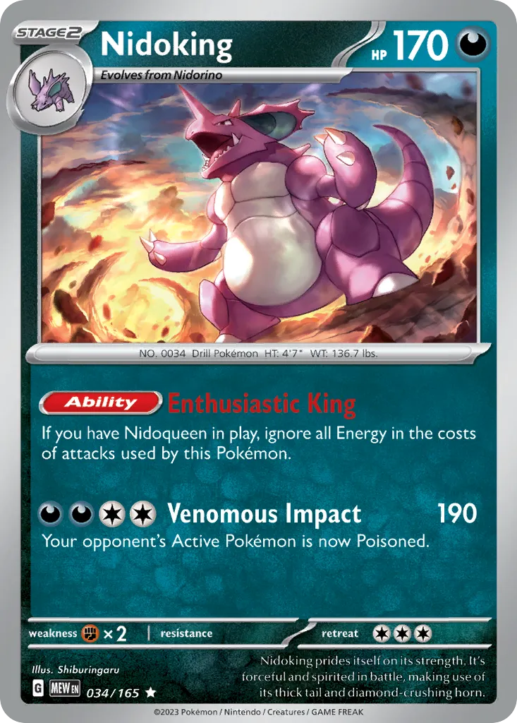 Nidoking #34, 151 Reverse Holo