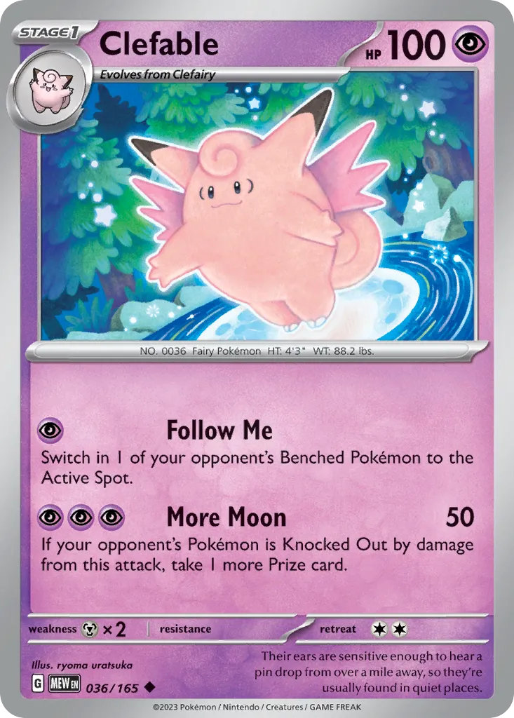 Clefable #36, 151 Reverse Holo