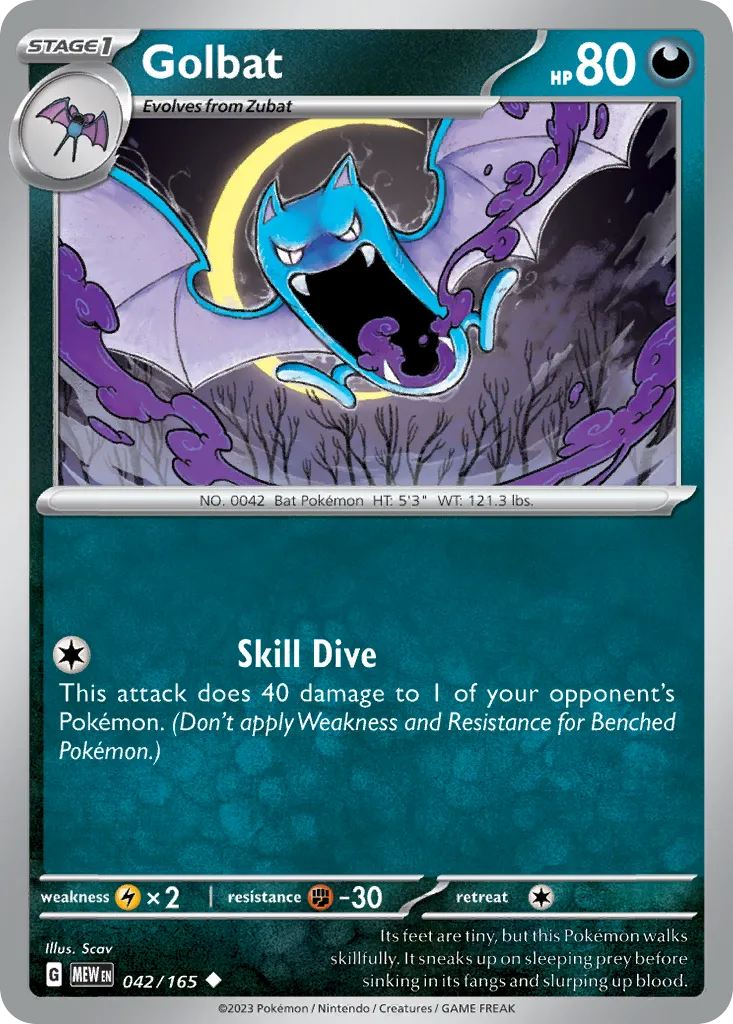 Golbat #42, 151 Reverse Holo
