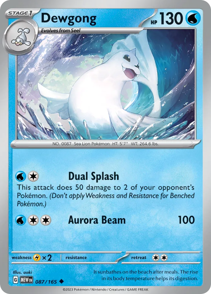 Dewgong #87, 151 Reverse Holo