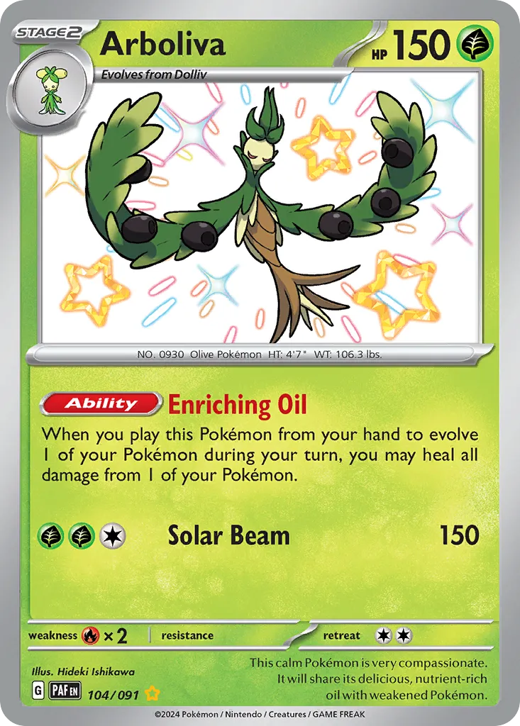 Arboliva #104, Paldean Fates Shiny Rare